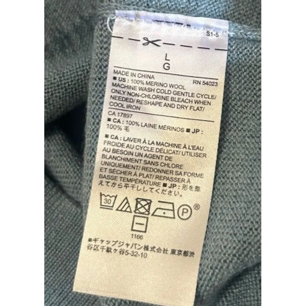 Banana Republic Men L Merino Wool Knit Sweater Blue V Neck Pullover Long Sleeve